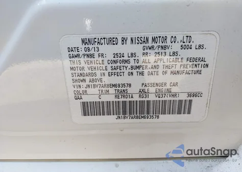 2014 Infiniti Q50 Premium z USA, uszkodzony, nr VIN JN1BV7AR8EM693578